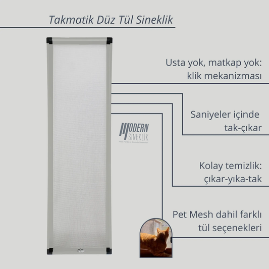 Takmatik Düz Tül Sineklik