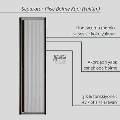 Separatör Plise Bölme Kapı -  Yalıtımlı (Honeycomb) Kumaş